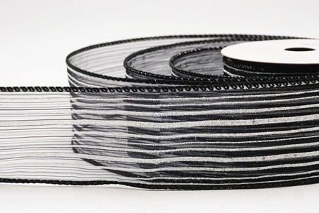 Black  Metallic Sheer Fine Pinstripe Ribbon_KW0455GC-53-53